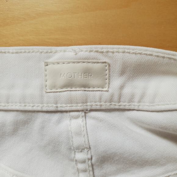 Mother Insider Crop Step Fray Jeans Glass Slipper Wash White Denim USA Size 27 - Picture 5 of 11